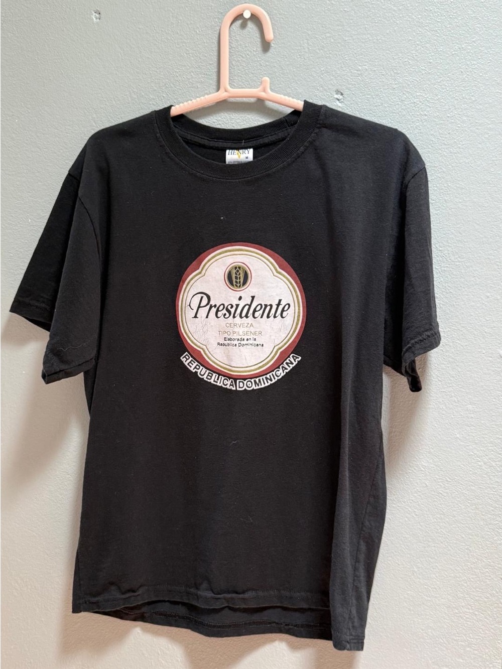 Presidente Beer Graphic Tee Shirt Black Souvenir Size Medium